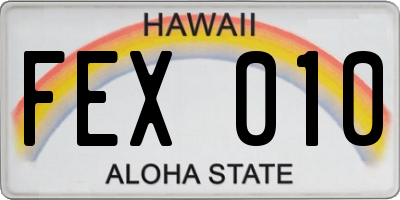 HI license plate FEX010