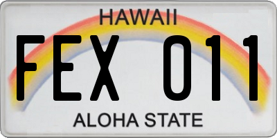 HI license plate FEX011