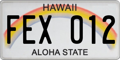 HI license plate FEX012
