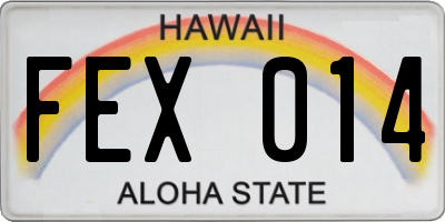 HI license plate FEX014