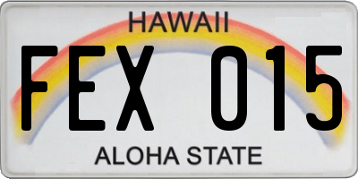 HI license plate FEX015