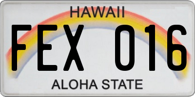 HI license plate FEX016