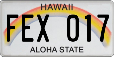 HI license plate FEX017