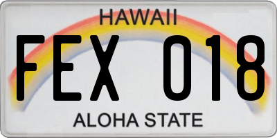 HI license plate FEX018