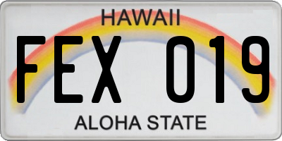 HI license plate FEX019