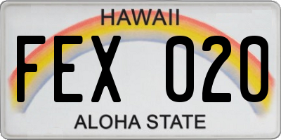 HI license plate FEX020