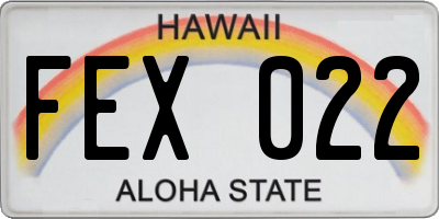 HI license plate FEX022