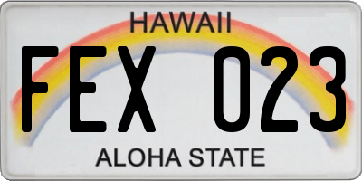 HI license plate FEX023