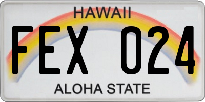 HI license plate FEX024
