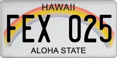 HI license plate FEX025