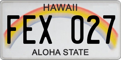 HI license plate FEX027
