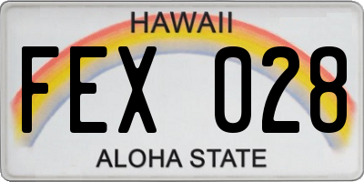 HI license plate FEX028