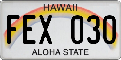 HI license plate FEX030