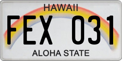 HI license plate FEX031