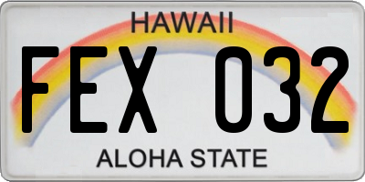 HI license plate FEX032
