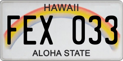 HI license plate FEX033