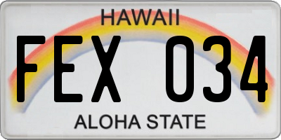 HI license plate FEX034
