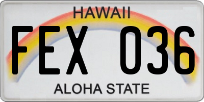 HI license plate FEX036