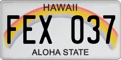 HI license plate FEX037