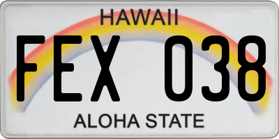 HI license plate FEX038
