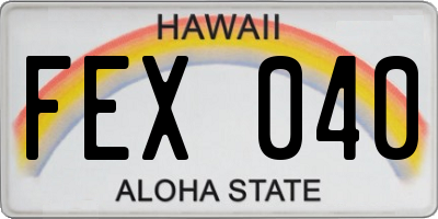 HI license plate FEX040
