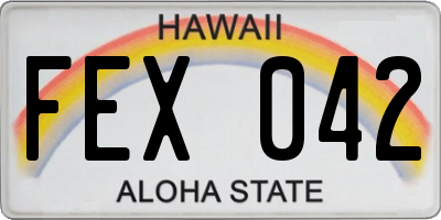 HI license plate FEX042