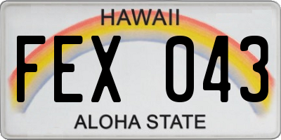 HI license plate FEX043