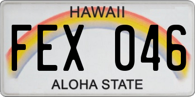 HI license plate FEX046