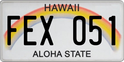HI license plate FEX051
