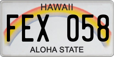 HI license plate FEX058
