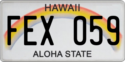 HI license plate FEX059
