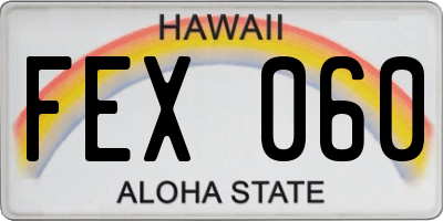 HI license plate FEX060