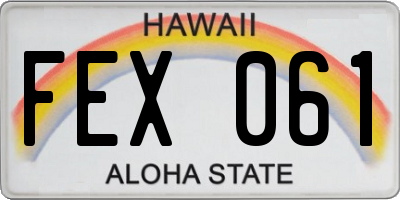 HI license plate FEX061