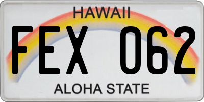 HI license plate FEX062