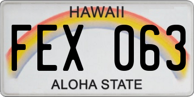 HI license plate FEX063