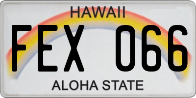 HI license plate FEX066