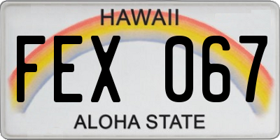HI license plate FEX067