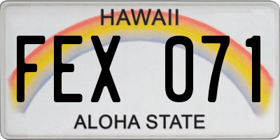 HI license plate FEX071