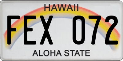 HI license plate FEX072
