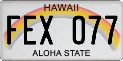 HI license plate FEX077