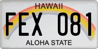 HI license plate FEX081