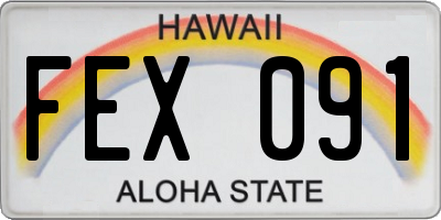 HI license plate FEX091