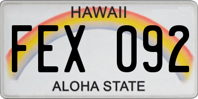 HI license plate FEX092