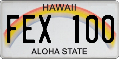 HI license plate FEX100