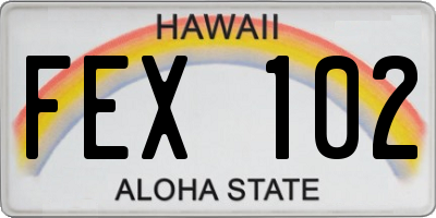 HI license plate FEX102