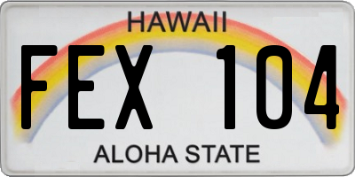 HI license plate FEX104