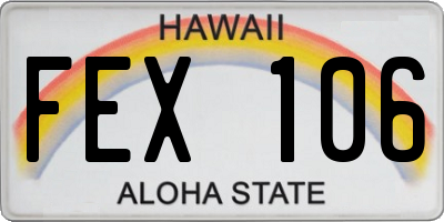 HI license plate FEX106