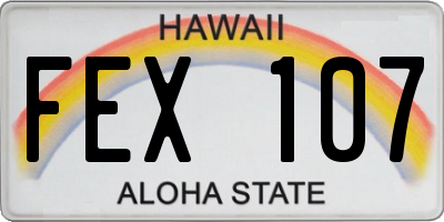 HI license plate FEX107