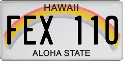 HI license plate FEX110
