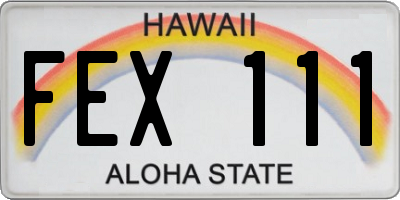 HI license plate FEX111